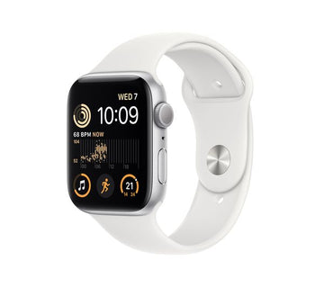 Apple Watch SE 2 GPS, 44mm Silver Aluminium Case with White Sport Band - Pristine
